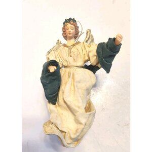 Vintage Interpur International Fabric Mache Angel Ornament - Read